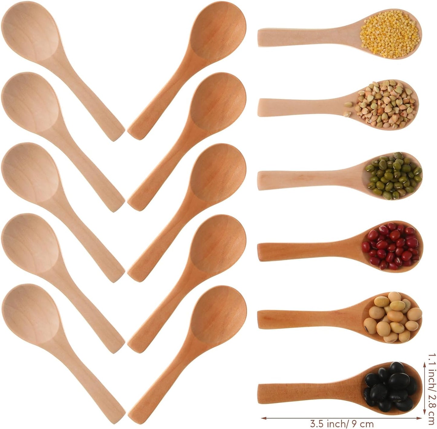 50 Pcs Small Wooden Spoons, 3.5'' L, Mini Wood Spoons Bulk Nature Tiny Spoons Little Wooden Teaspoons for Jars Sugar Creamer Honey Spices Salt Kitchen Supplies remove few words