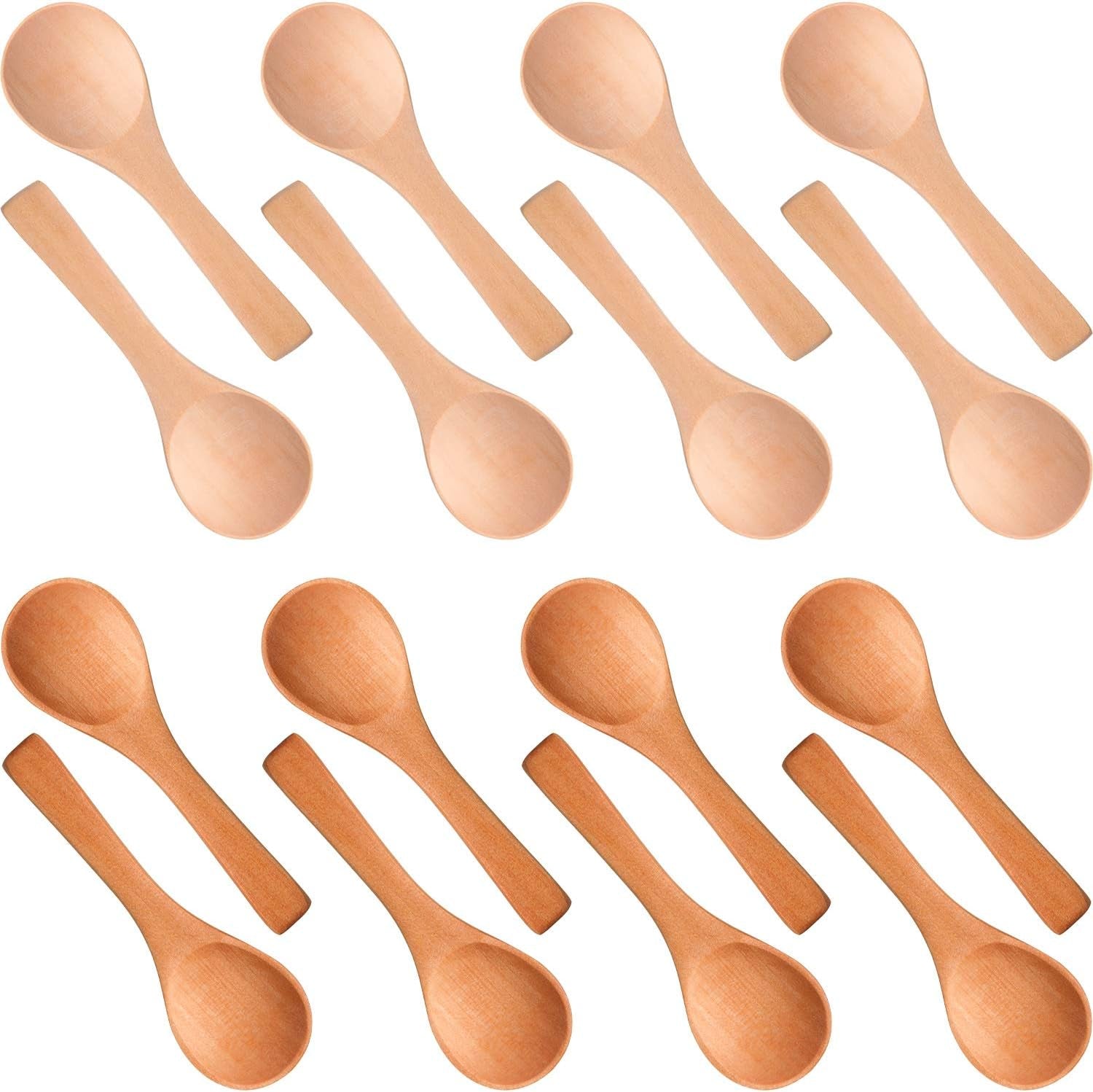 50 Pcs Small Wooden Spoons, 3.5'' L, Mini Wood Spoons Bulk Nature Tiny Spoons Little Wooden Teaspoons for Jars Sugar Creamer Honey Spices Salt Kitchen Supplies remove few words