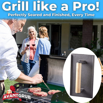 Pro Grade, Pre Seasoned Cast Iron Grill Weight 1Pk. Heavy Duty Steak and Burger Press with Wooden Handle for Grills, Griddles and Flattops. Perfect Gadget for Bacon, Paninis, Sandwiches and Vegetables