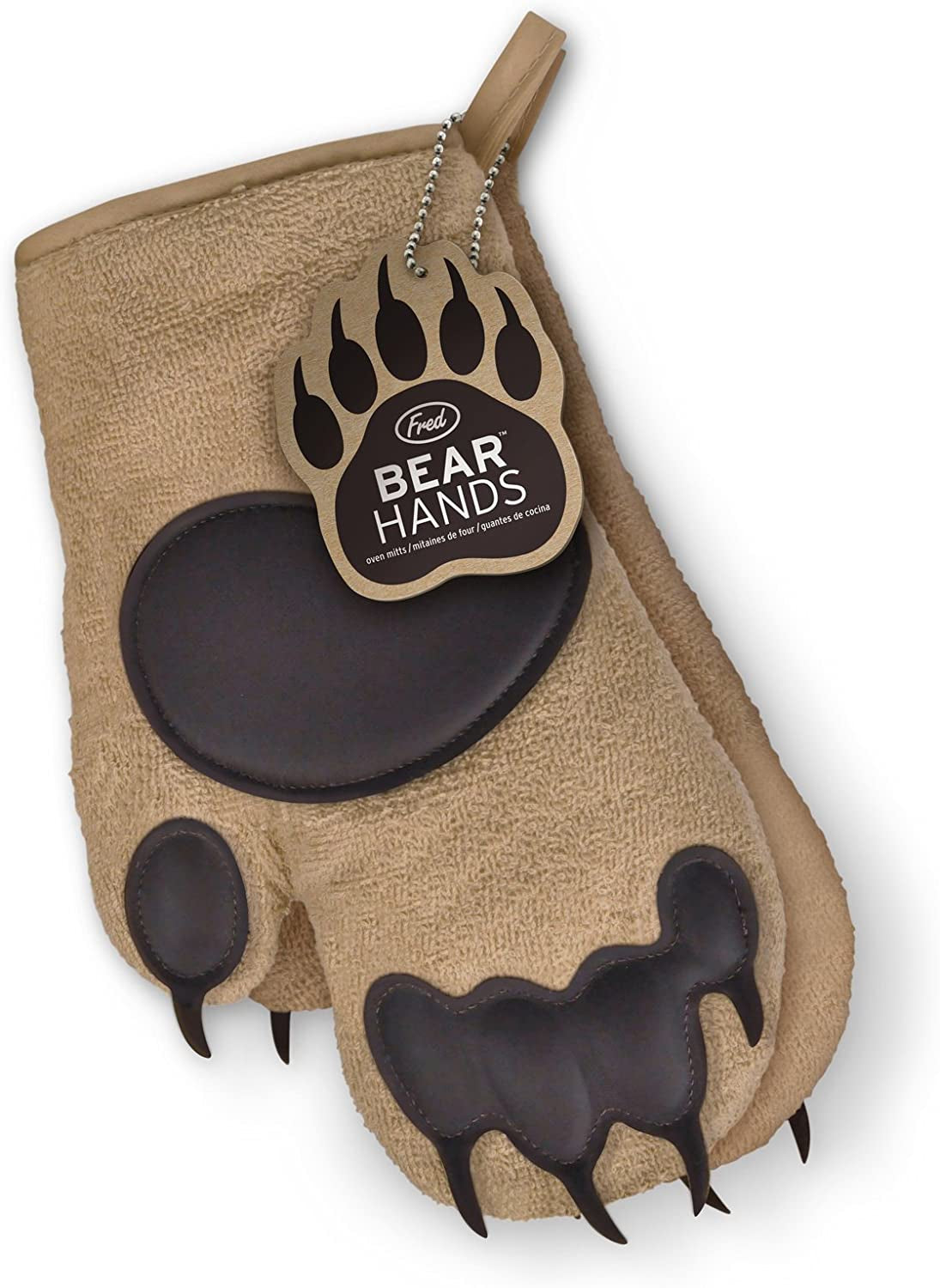 BEAR HANDS Oven Mitts - Quality Cotton with Heat Resistant Silicone - Fun & Function Kitchen Gadgets - Funny White Elephant Gift - Great Gift for Home Cooks, Bakers, & Animal Lovers -