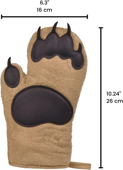 BEAR HANDS Oven Mitts - Quality Cotton with Heat Resistant Silicone - Fun & Function Kitchen Gadgets - Funny White Elephant Gift - Great Gift for Home Cooks, Bakers, & Animal Lovers -