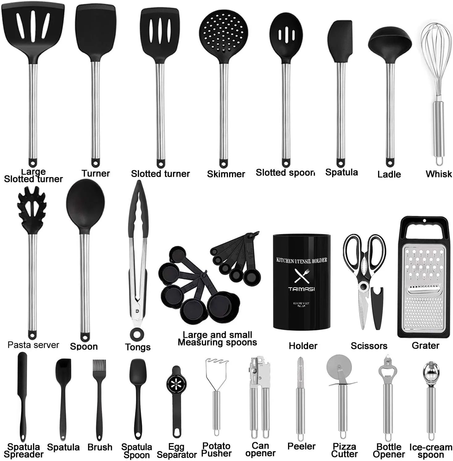 33 Pcs Silicone Kitchen Utensil Set - Nonstick Safe Cooking Tool Sets