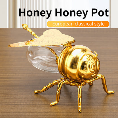 Classical Style Bee Sugar Bowl Seasoning Jar With Spoon Metal Crafts Kitchen Gadgets