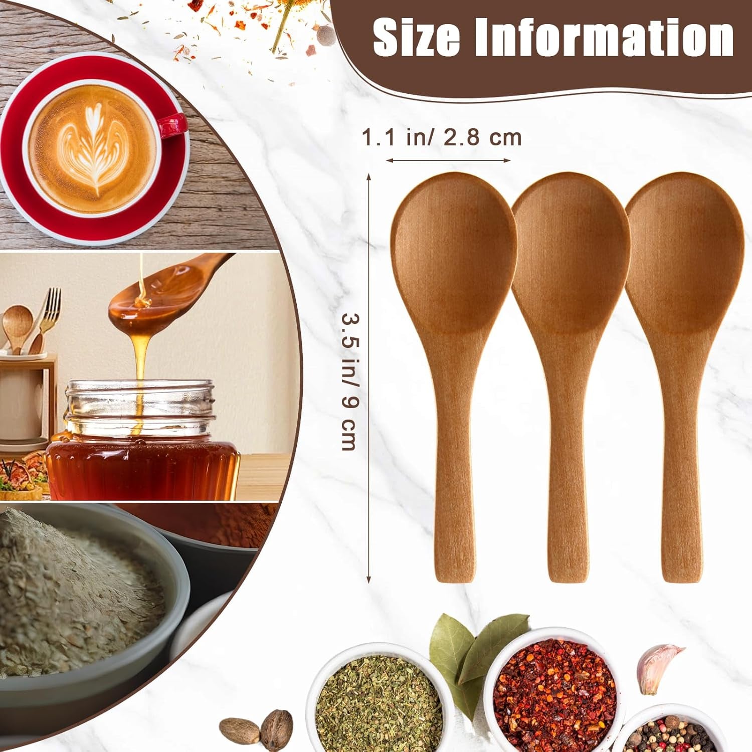 50 Pcs Small Wooden Spoons, 3.5'' L, Mini Wood Spoons Bulk Nature Tiny Spoons Little Wooden Teaspoons for Jars Sugar Creamer Honey Spices Salt Kitchen Supplies remove few words