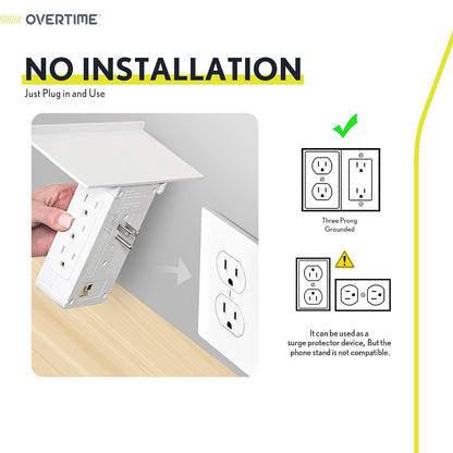 Outlet Extender, Outlet Splitter with 8 AC and 3 USB Outlets, Detachable Shelf, Multi-Plug Outlet Extender with Surge Protector for Home Appliances, Office, and Travel - White