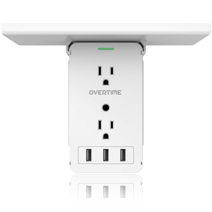 Outlet Extender, Outlet Splitter with 8 AC and 3 USB Outlets, Detachable Shelf, Multi-Plug Outlet Extender with Surge Protector for Home Appliances, Office, and Travel - White