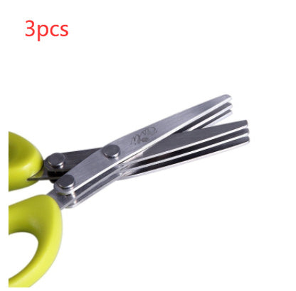 Multifunctional Multi-layer Green Onion Scissors Stainless Steel Onion Cutting Knife Herb Seaweed Spice Scissors Kitchen Scissor Kitchen Gadgets