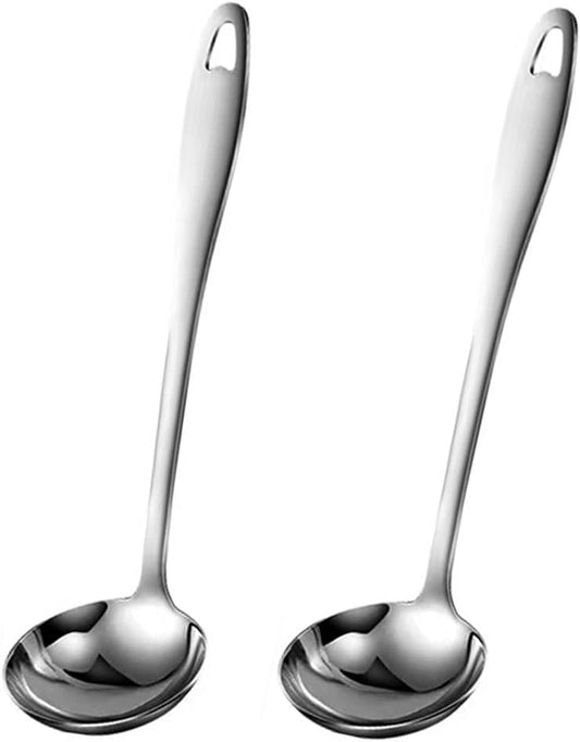 CHENGYUN Premium 9.6 Inch Stainless Steel Gravy Ladles，Sauce Ladles, Kitchen Gadget Utensil，(2 Pack-Silver)