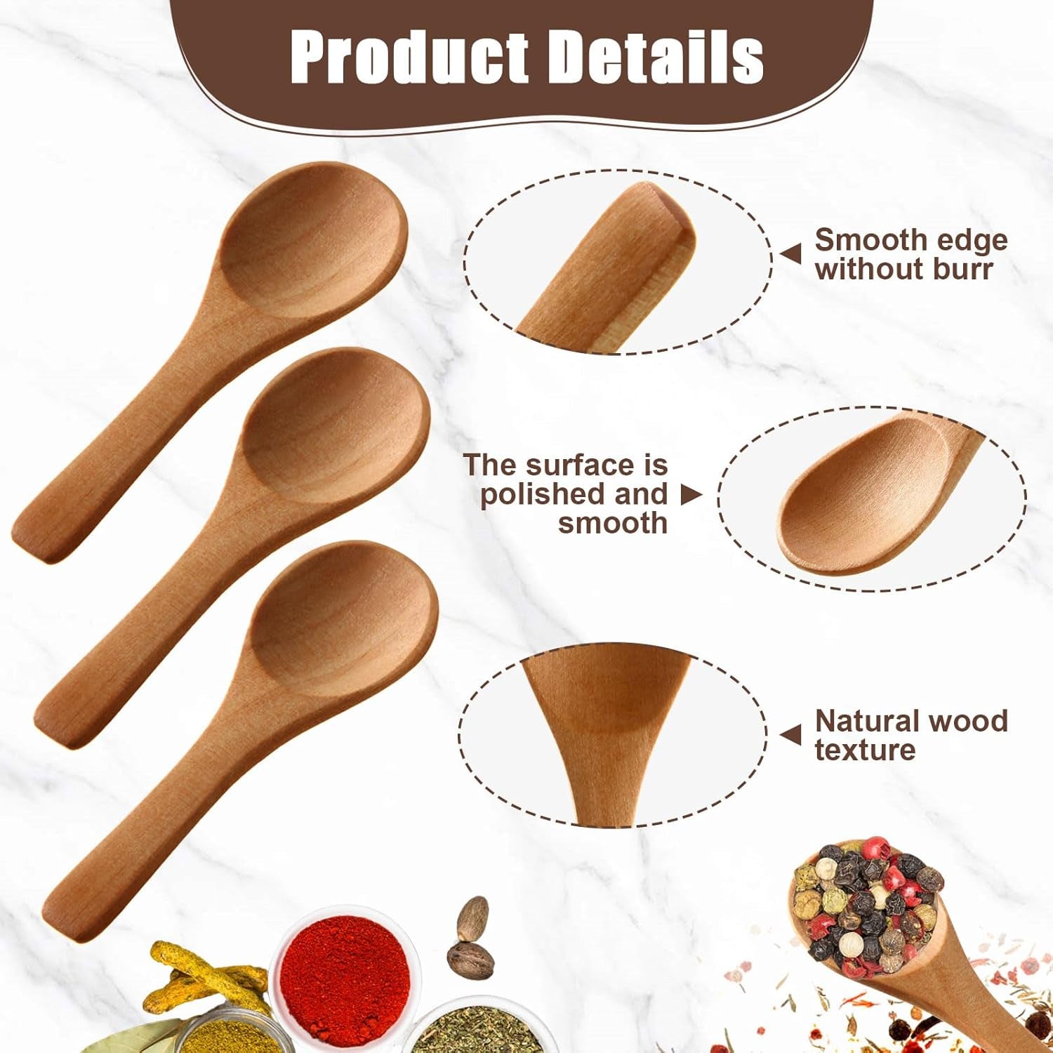 50 Pcs Small Wooden Spoons, 3.5'' L, Mini Wood Spoons Bulk Nature Tiny Spoons Little Wooden Teaspoons for Jars Sugar Creamer Honey Spices Salt Kitchen Supplies remove few words