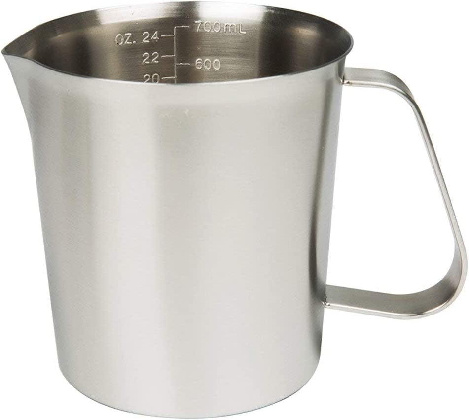 Measuring Cup, Stainless Steel Measuring Cup (24 Ounce/ 0.7 Liter), Milk Frothing Pitcher, Steaming Pitcher, Milk Frothing Cup with Marking with Handle for Espresso Machines, Latte Art remove few words